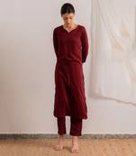 Red Sadka Straight Fit Kurta Set