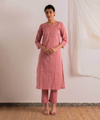 Pink Rose Straight Fit Kurta Set 2