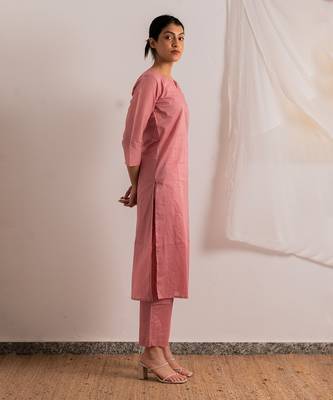 Pink Rose Straight Fit Kurta Set 3