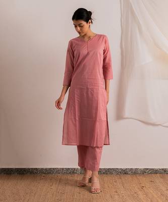 Pink Rose Straight Fit Kurta Set 5