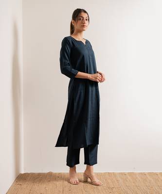 Blue Neel Straight Fit Kurta Set 2