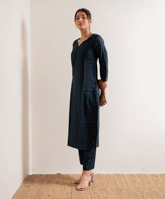 Blue Neel Straight Fit Kurta Set 3
