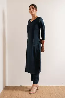 Blue Neel Straight Fit Kurta Set