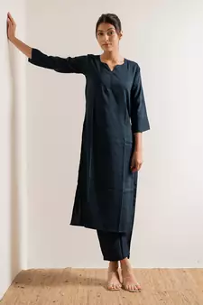 Blue Neel Straight Fit Kurta Set
