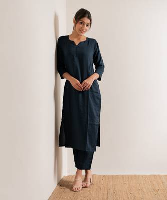 Blue Neel Straight Fit Kurta Set 1