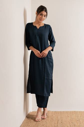 Blue Neel Straight Fit Kurta Set
