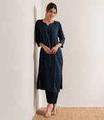 Blue Neel Straight Fit Kurta Set