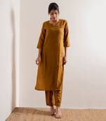 Mustard Sariska Straight Fit Kurta Set