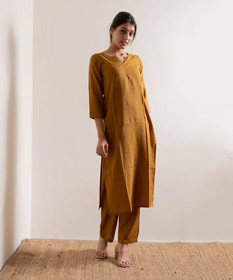 Mustard Sariska Straight Fit Kurta Set 3