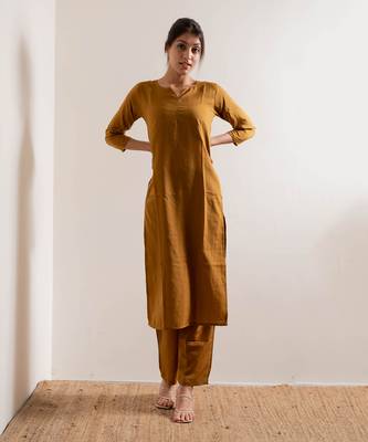Mustard Sariska Straight Fit Kurta Set 4