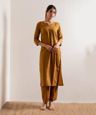 Mustard Sariska Straight Fit Kurta Set 5