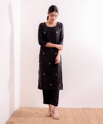 Steel Black Fiza Straight Fit Kurta Set 2
