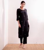 Steel Black Fiza Straight Fit Kurta Set