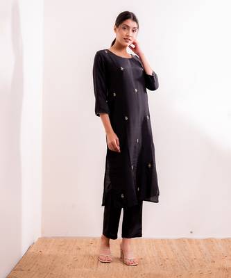 Steel Black Fiza Straight Fit Kurta Set 4