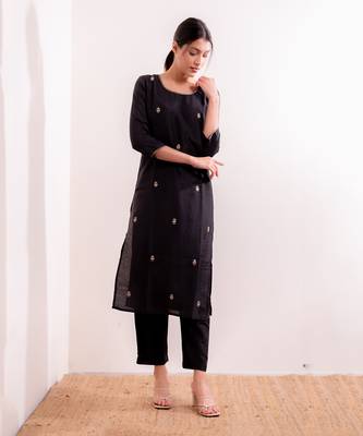 Steel Black Fiza Straight Fit Kurta Set 5
