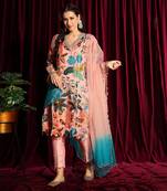 Blush Straight Tunic With Pants And A Dupatta