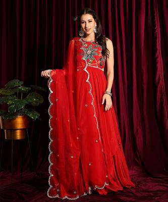  Red Handkerchief Hem Anarkali With A Dupatta 1