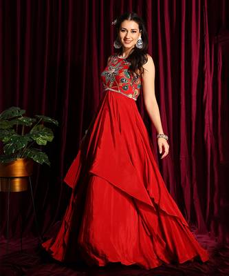  Red Handkerchief Hem Anarkali With A Dupatta 2