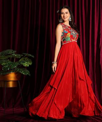  Red Handkerchief Hem Anarkali With A Dupatta 3