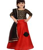 Red brocade silk stitched lehenga