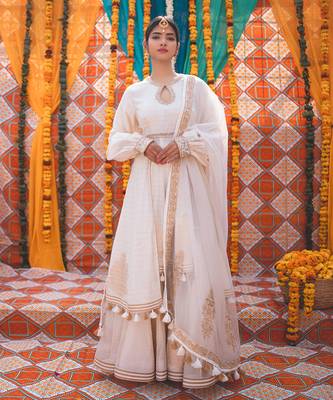 Ivory Chanderi Handloom Organza Sharara Set 1