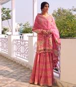Pink Embroidered Kurta And Sharara Set