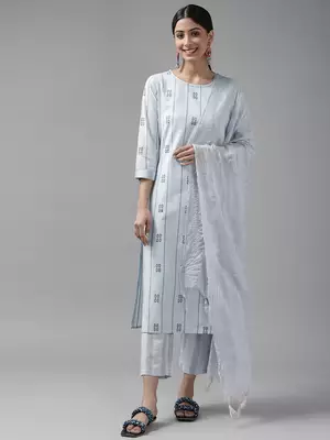 Blue printed cotton ethnic-kurtis 1