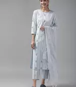 Blue printed cotton ethnic-kurtis