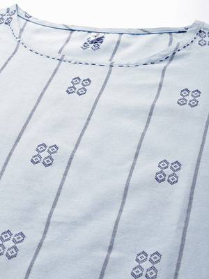 Blue printed cotton ethnic-kurtis 4