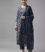 Blue printed cotton ethnic-kurtis