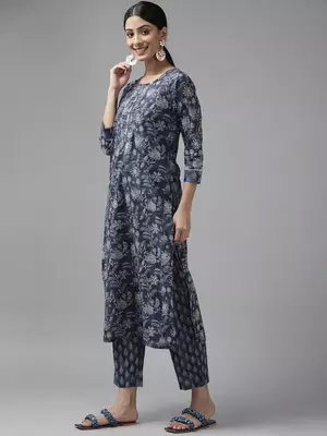Blue printed cotton ethnic-kurtis 3
