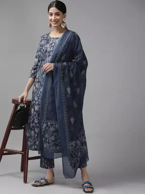 Blue printed cotton ethnic-kurtis 5