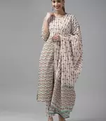 White printed cotton ethnic-kurtis