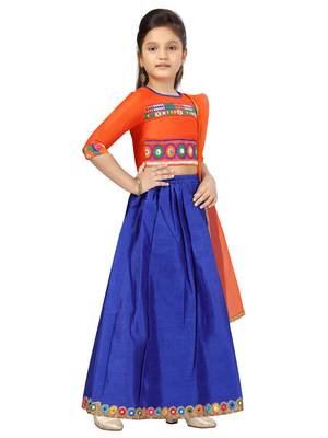 Blue self design silk stitched lehenga 2