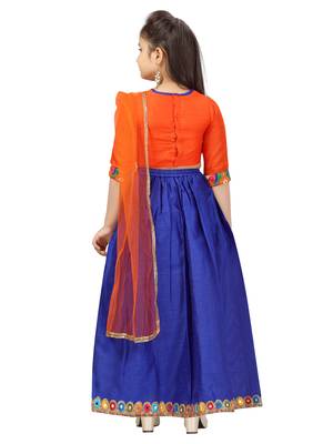 Blue self design silk stitched lehenga 3