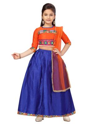 Blue self design silk stitched lehenga 5