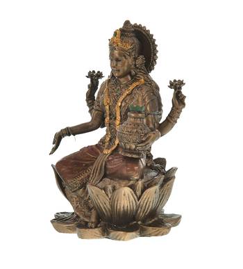 Handmade Copper Finished Laxmi Idol Figurine and Attractive murti for Temple Decor Gift Statue (Medium, 3.4) 3