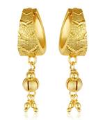Filigree work Gold Plated alloy Hoop Earring Clip on fancy drop Bali Earring for Women and Girls [VFJ1478ERG]