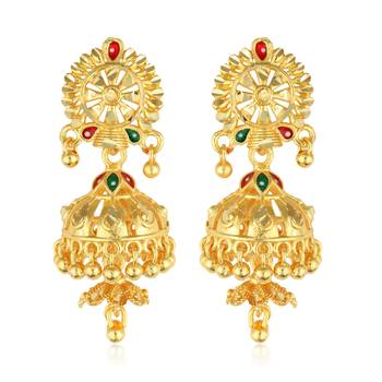 South Screw back alloy Gold plated Jhumki, Jhumka, Jhumkas, Jhumki Earring for Women and Girls[VFJ1489ERG] 1