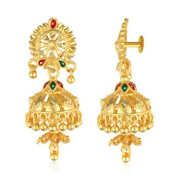 South Screw back alloy Gold plated Jhumki, Jhumka, Jhumkas, Jhumki Earring for Women and Girls[VFJ1489ERG] 2