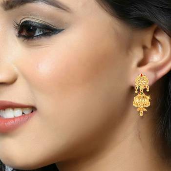 South Screw back alloy Gold plated Jhumki, Jhumka, Jhumkas, Jhumki Earring for Women and Girls[VFJ1489ERG] 3