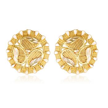 Allure Beautiful Earrings Feminine Glittering Gold Plated Screw back stud earring for Women and Girls [VFJ1490ERG] 2