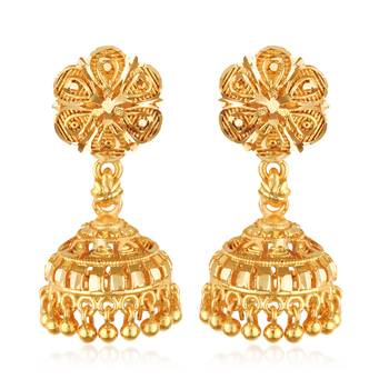 South Screw back alloy Gold plated Jhumki, Jhumka, Jhumkas, Jhumki Earring for Women and Girls VFJ1494ERG 1