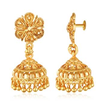 South Screw back alloy Gold plated Jhumki, Jhumka, Jhumkas, Jhumki Earring for Women and Girls VFJ1494ERG 3