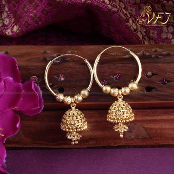 South Screw back alloy Gold plated Jhumki, Jhumka, Jhumkas, Jhumki Earring for Women and Girls VFJ1495ERG 4
