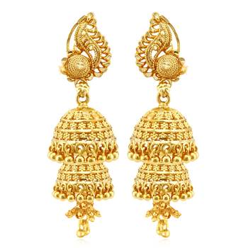 South Screw back alloy Gold plated Jhumki, Jhumka, Jhumkas, Jhumki Earring for Women and Girls VFJ1498ERG 1
