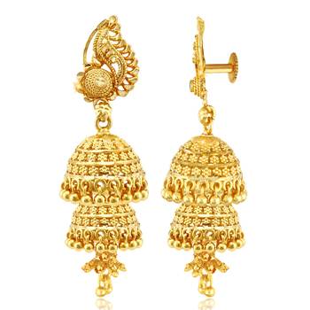 South Screw back alloy Gold plated Jhumki, Jhumka, Jhumkas, Jhumki Earring for Women and Girls VFJ1498ERG 2