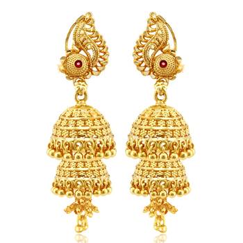 South Screw back alloy Gold plated Jhumki, Jhumka, Jhumkas, Jhumki Earring for Women and Girls VFJ1499ERG 1