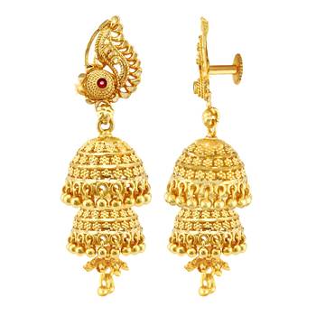 South Screw back alloy Gold plated Jhumki, Jhumka, Jhumkas, Jhumki Earring for Women and Girls VFJ1499ERG 2