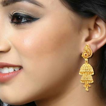 South Screw back alloy Gold plated Jhumki, Jhumka, Jhumkas, Jhumki Earring for Women and Girls VFJ1499ERG 3